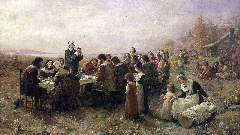 "The First Thanksgiving at Plymouth". (1914) By Jennie A. Brownscombe