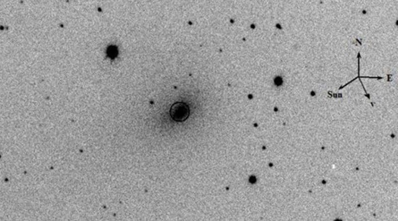 Image of 41P/T-G-K obtained with the 70-cm AZT-8 telescope on observation station Lisnyky of the Astronomical Observatory of Taras Shevchenko National University of Kyiv (Ukraine) of 25 April 2017. CREDIT: FEFU press office