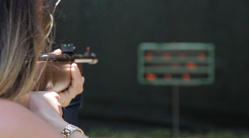 Woman Rifle Shoot Gun Weapon Female Young Person