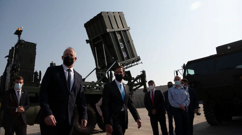 Defense Secretary Dr. Mark T. Esper tours the Iron Dome display with Israeli Defense Minister Benny Gantz in Tel Aviv, Israel, Oct. 29, 2020. Photo Credit: Lisa Ferdinando, DOD