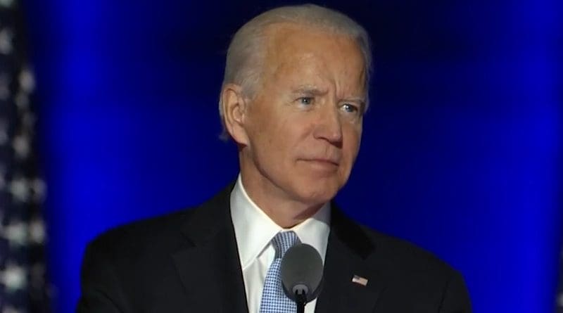 Former U.S. Vice President and President-elect Joe Biden addresses the nation. Photo Credit: Screenshot