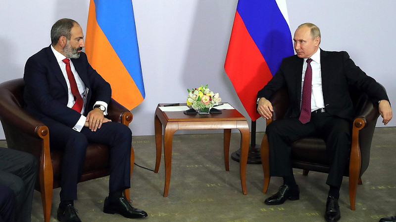 Prime Minister of Armenia Nikol Pashinyan with Russia's President Vladimir Putin. Photo Credit: Kremlin.ru
