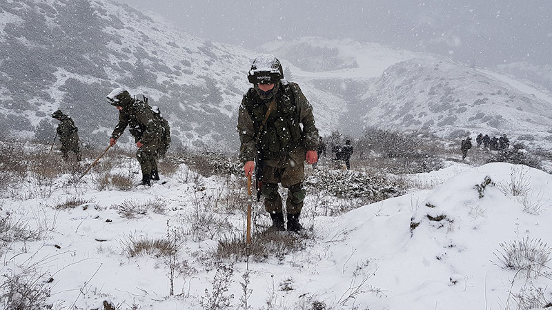 Russian peacekeepers search for unexploded ordinance in Nagorno-Karabakh (Russian military handout)