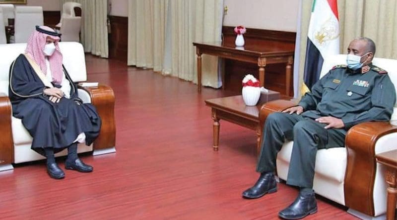 Saudi Arabia's Foreign Minister Prince Faisal bin Farhan holds talks with Lt. Gen. Abdul-Fattah Al-Burhan, president of Sudan’s Transitional Sovereignty Council. (SPA)