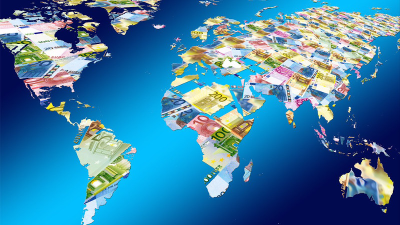 world globe map money currency currencies