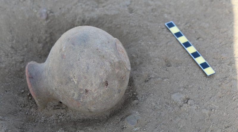 Complete vessel found during excavation at the Indus site of Lohari Ragho I, Haryana CREDIT Cameron Petrie