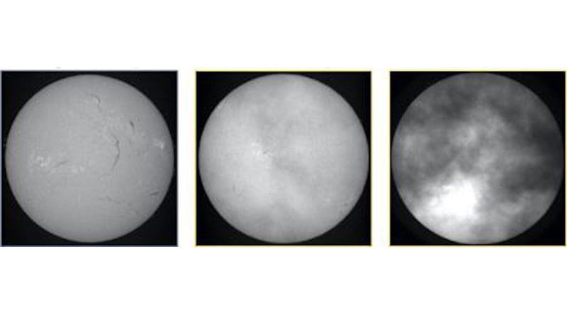 Solar observations with image quality decreasing from left to right CREDIT Kanzelhöhe Observatory for Solar and Environmental Research, Austria.
