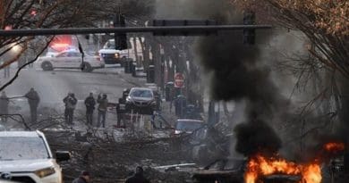 Aftermath of RV bomb in Nashville on Christmas morning. Photo Credit: Tasnim News Agency