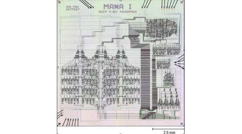 AQFP MANA microprocessor die photo. MANA is the world's first adiabatic superconductor microprocessor. CREDIT Yokohama National University