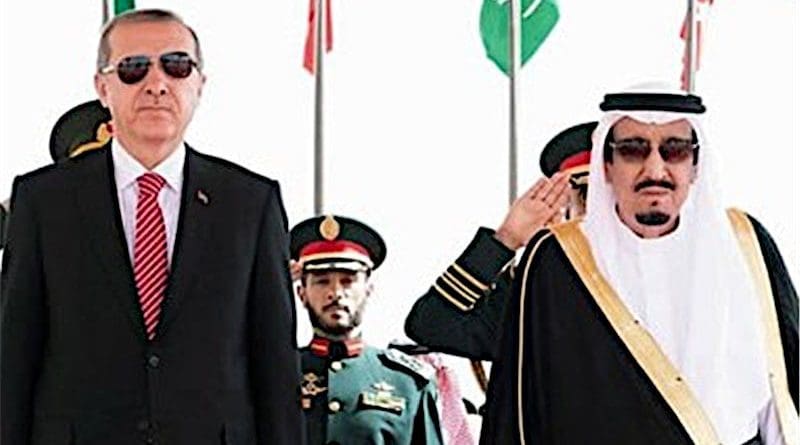 Turkey's President Recep Tayyip Erdogan and King Salman bin Abdulaziz Al Saud of Saudi Arabia. Photo Credit: Tasnim News Agency