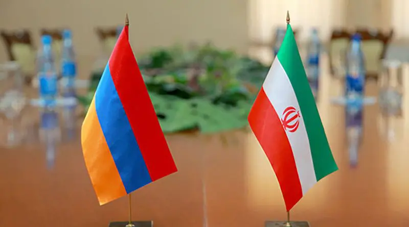 Flags of Armenia and Iran. Photo Credit: Mehr News Agency