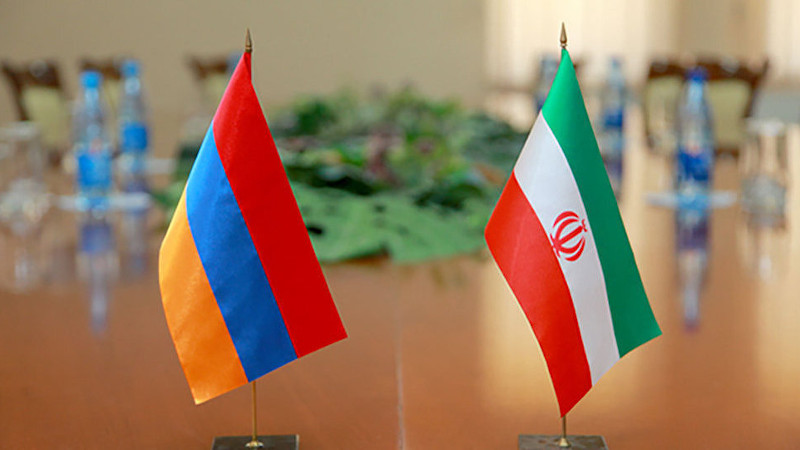 Flags of Armenia and Iran. Photo Credit: Mehr News Agency
