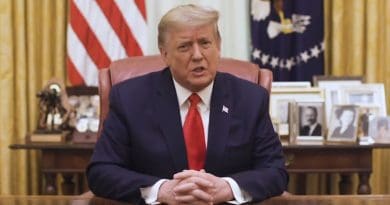US President Donald Trump speaks in a video message released via Twitter from the White House in Washington, DC, January 13, 2021. Photo Credit: Screenshot White House video