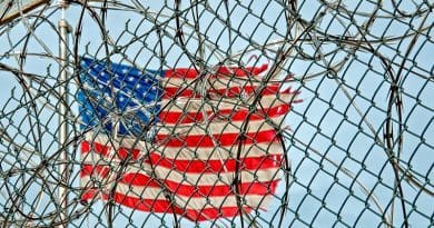 flag united states Prison Jail Detention Fence Wire Barbed Metal