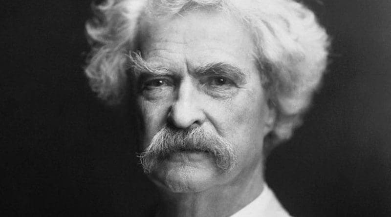A portrait of the American writer Mark Twain taken by A. F. Bradley in New York, 1907.. Credit: Wikipedia Commons
