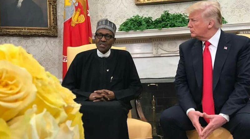 Muhammadu Buhari with U.S. counterpart President Donald Trump at Oval Office on April 30, 2018. Credit: Information Nigeria.