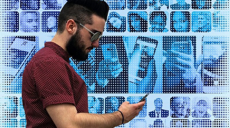 Personal Network Smartphone Hand Photomontage