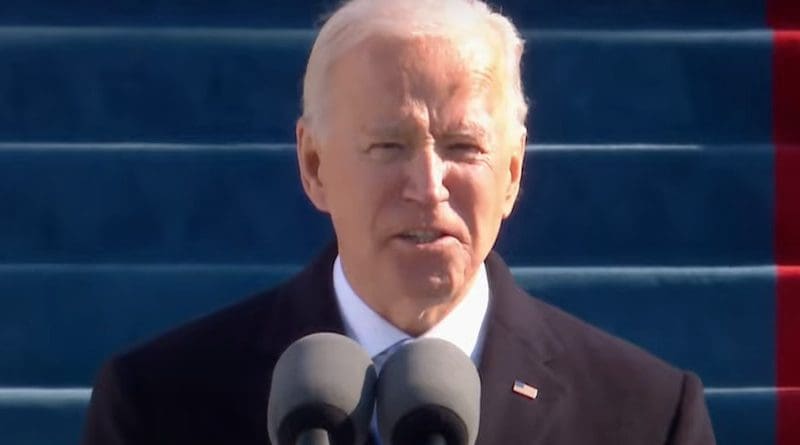 Inaugural Address by President Joseph R. Biden. Photo Credit: White House video screenshot