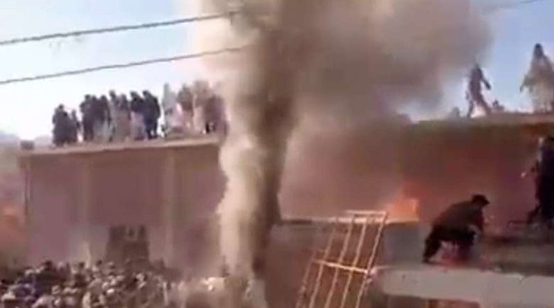 A mob attacks the shrine of Shri Paramhans Ji Maharaj in Teri village of Karak district in Khyber Pakhtunkhwa province of Pakistan on Dec. 30. (Photo supplied)