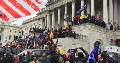 Trump supporters crowding the steps of the Capitol in Washington DC after displacing police shield wall preventing access. Photo Credit: TapTheForwardAssist, Wikipedia Commons
