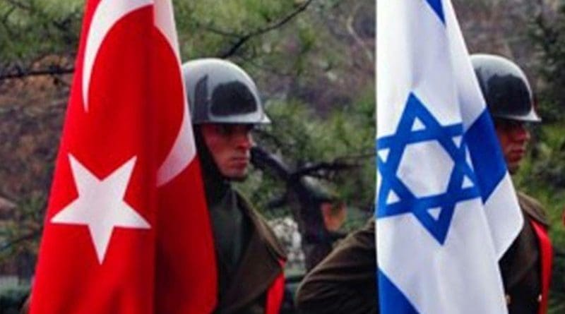 Soldiers hold flags of Turkey and Israel. Photo Credit: Tasnim News Agency