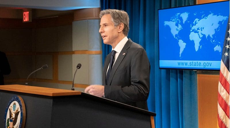 US Secretary of State Antony J. Blinken delivers remarks to the media at the U.S. Department of State in Washington, D.C. [State Department Photo by Freddie Everett/ Public Domain]