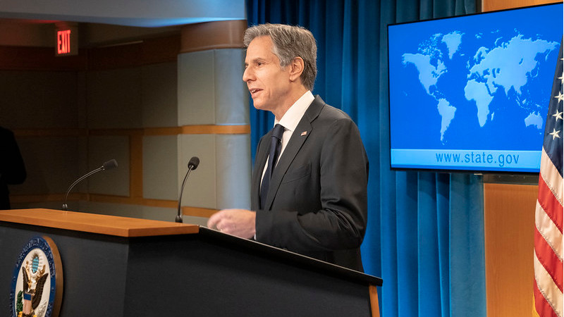 US Secretary of State Antony J. Blinken delivers remarks to the media at the U.S. Department of State in Washington, D.C. [State Department Photo by Freddie Everett/ Public Domain]