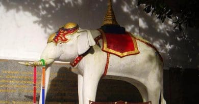 White elephant shrine in Thailand. Photo Credit: Kyle sb, Wikipedia Commons