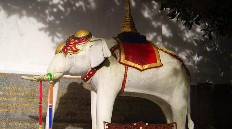 White elephant shrine in Thailand. Photo Credit: Kyle sb, Wikipedia Commons