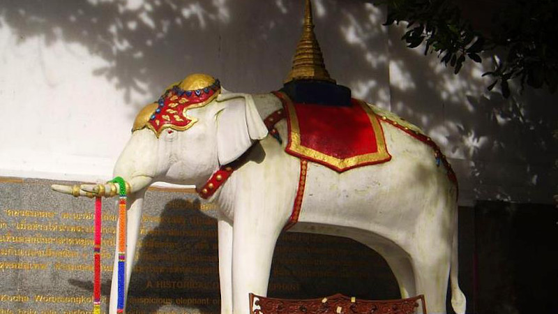 White elephant shrine in Thailand. Photo Credit: Kyle sb, Wikipedia Commons