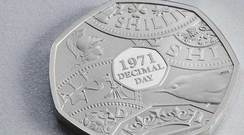 A new coin from the Royal Mint marks 50 years since Britain went decimal. CREDIT The Royal Mint
