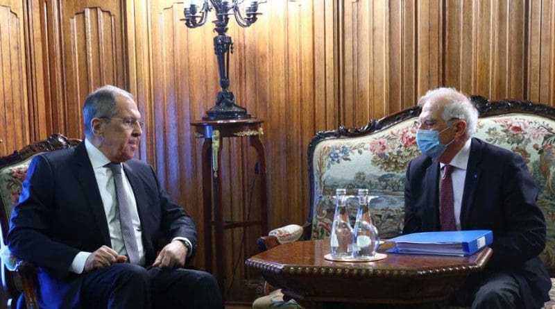 Russian Foreign Minister Sergei Lavrov (L) and High Representative of the EU for Foreign Affairs and Security Policy, Josep Borrell (R). Photo Credit: Russian Foreign Affairs Ministry