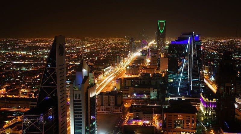 Riyadh, Saudi Arabia at night.