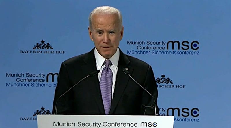 US President Joe Biden speaking at an event hosted by the Munich Security Conference. Photo Credit: White House video screenshot