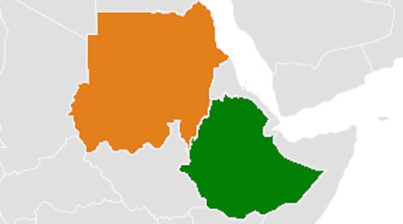 Locations of Ethiopia (green) and Sudan (orange). Credit: Wikipedia Commons