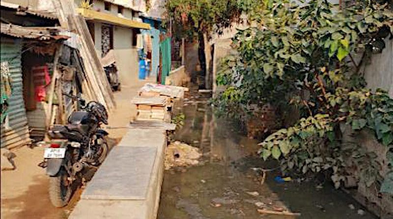 This photo shows untreated waste water near settlements in peri-urban Hyderabad. CREDIT Dishaad Bundhoo