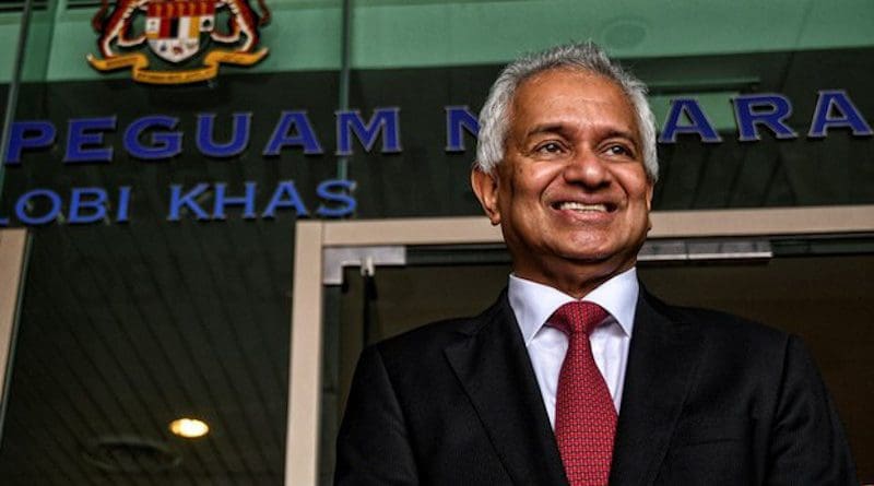 Tommy Thomas poses outside his office in Putrajaya after being appointed as Malaysian attorney general, June 6, 2018. Photo Credit: S. Mahfuz/BenarNews
