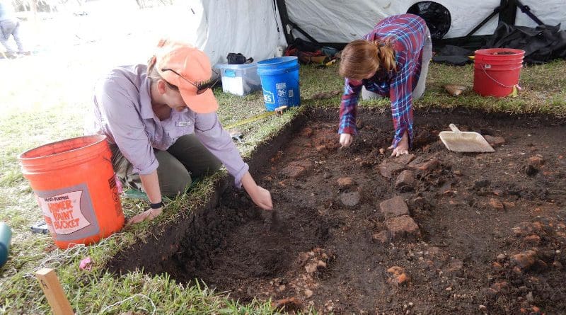 Archaeologists doing fieldwork. CREDIT Lisa Overholtzer
