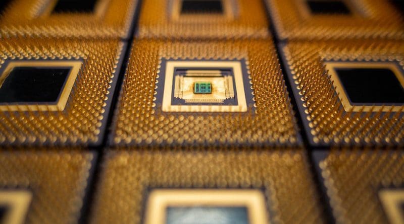 Princeton researchers have created a new chip that speeds artificial intelligence systems called neural nets while slashing power use. The chips could help bring advanced applications to remote devices such as cars and smartphones. CREDIT Hongyang Jia/Princeton University