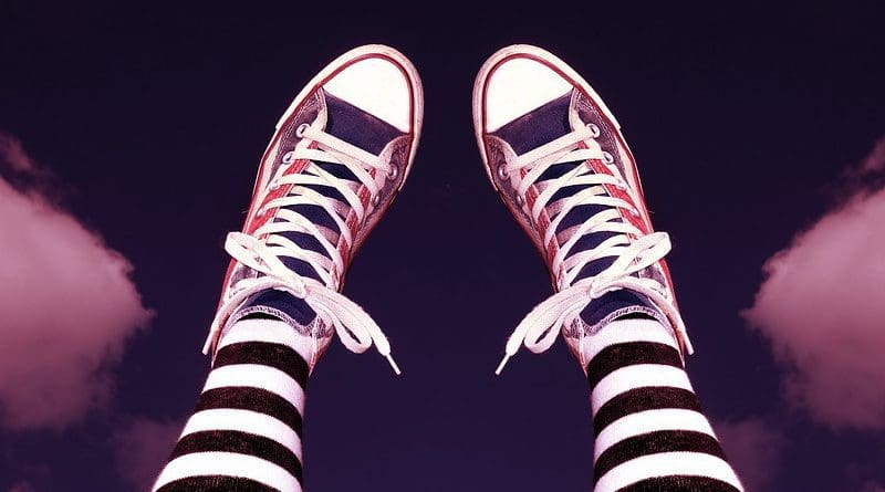 Shoe Footwear Sneakers Legs Female Tights Stripes