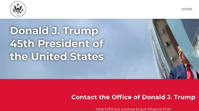 Former US President Donald Trump launches website. Photo Credit: Screenshot of 45office.com