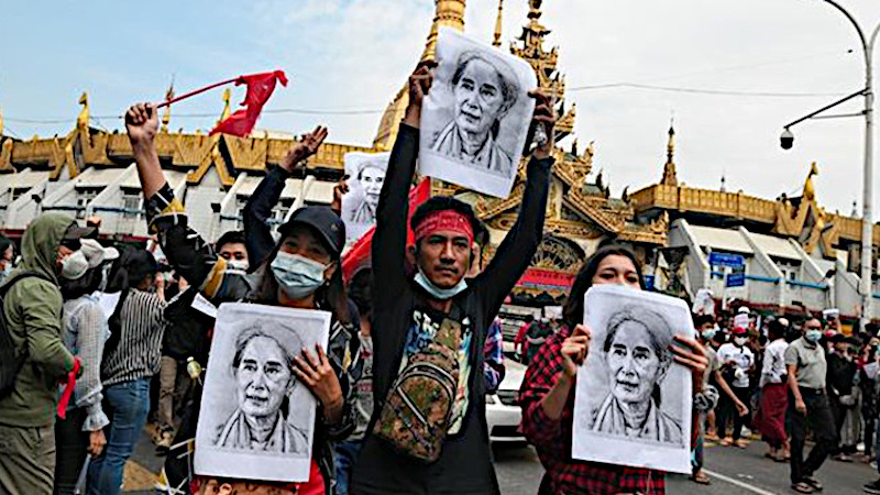 Protestors in Myanmar. Photo Credit: Fars News Agency