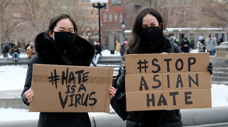 Protesting against hate crimes against Asians. Photo Credit: Fars News Agency