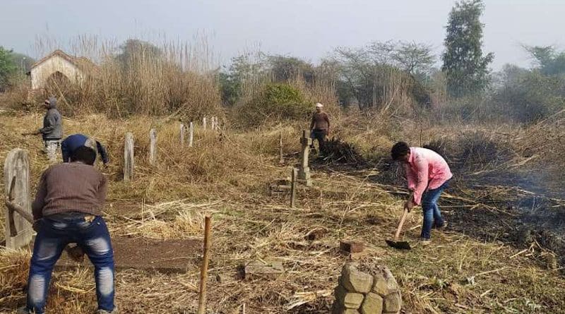 Christian volunteers and workers restore the tombs in Ambala Christian Cemetery in northern India after a court restored their burial rights. (Photo supplied)