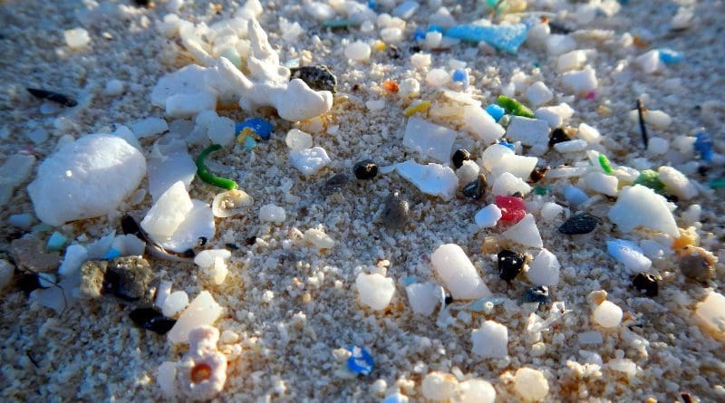Microplastics on a beach. CREDIT NOAA