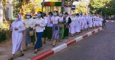 Nuns from the Sisters of St. Joseph of the Apparition march in the streets of Yangon in February. (Photo: SJA)
