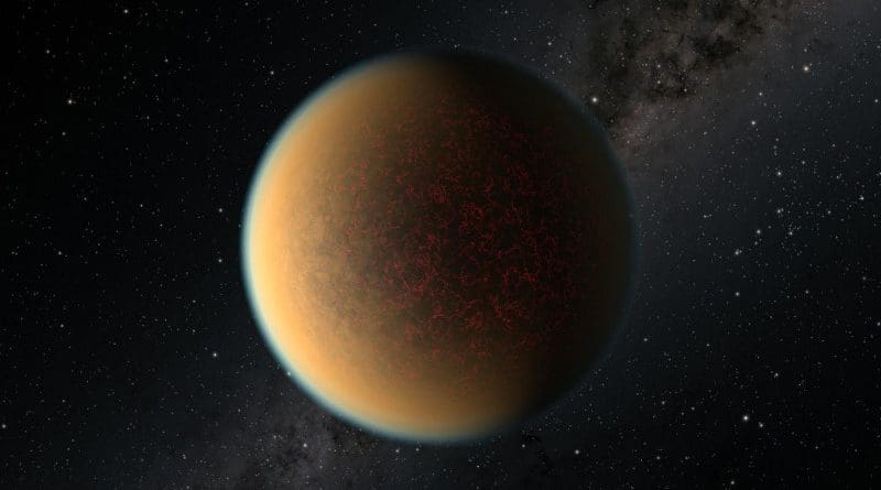 This image is an artist's impression of the exoplanet GJ 1132 b. For the first time, scientists using the NASA/ESA Hubble Space Telescope have found evidence of volcanic activity reforming the atmosphere on this rocky planet, which has a similar density, size, and age to that of Earth. Credit: NASA, ESA, and R. Hurt (IPAC/Caltech)