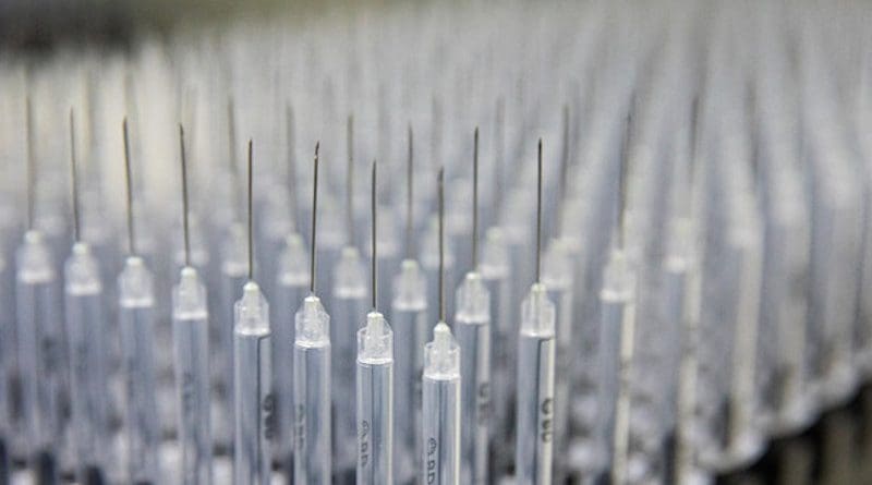 Syringes are assembled and then packaged in a facility in Spain. © UNICEF/Francis Kokoroko