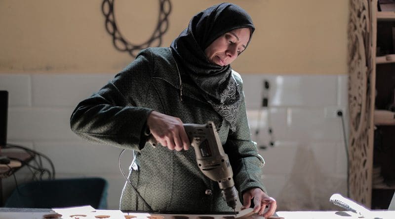 Woman Hijab Worker Factory Worker Drill Drilling