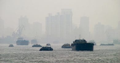 Pollution Fog Shanghai Boats Smog River Skyscraper China